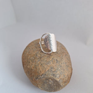 Sterling Silver organic shape and texture Beach Boulder ring handmade in Tasmania by Karen Visagie from Hulley Jewellery