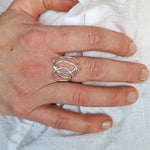 Load image into Gallery viewer, Sterling Silver organic shape and texture Beach Boulder ring handmade in Tasmania by Karen Visagie from Hulley Jewellery
