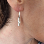 Load image into Gallery viewer, Lichen branch twig hoop earring frosted sterling silver on ear

