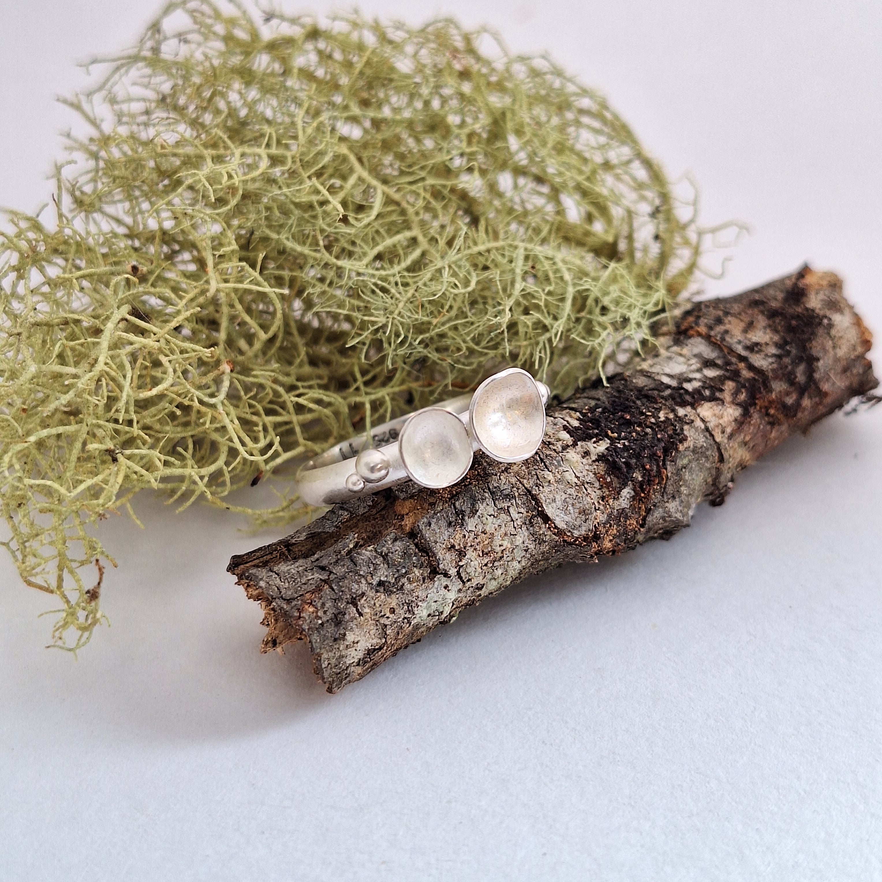 Forest lover lichen ring made from sterling silver in Tasmania by Karen Visagie from Hulley Jewellery