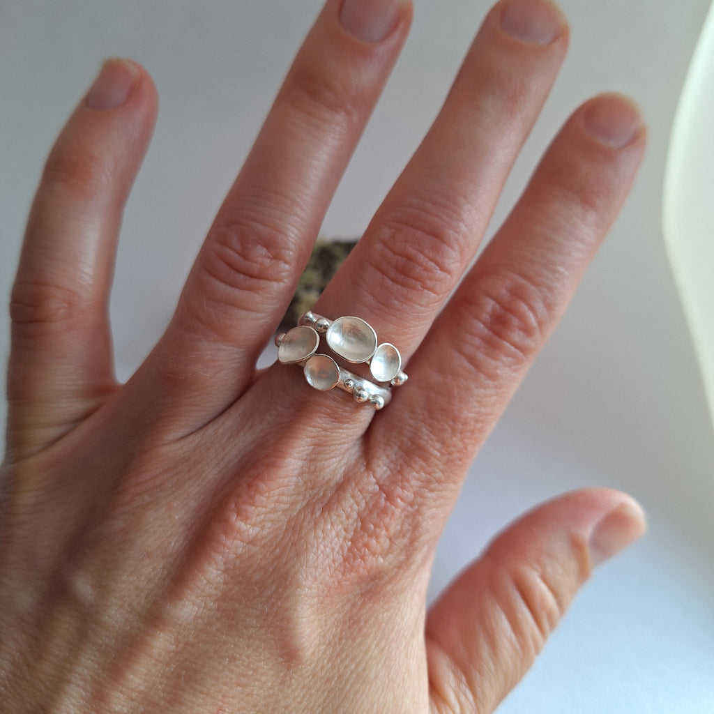 Forest lover lichen ring made from sterling silver in Tasmania by Karen Visagie from Hulley Jewellery