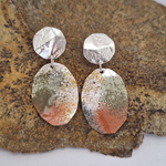 Load image into Gallery viewer, Sterling silver earrings with powder coated lichen on stone background
