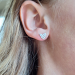 Load image into Gallery viewer, Small sterling silver Tasmania stud earring on ear.
