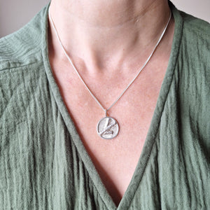 Forest inspired sterling silver necklace with branch design on neck. Nature inspired jewellery By Hulley Jewellery